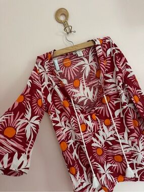 C&C California Red Tunic with Orange Sunburst and White Palm Print